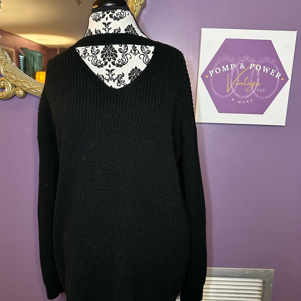 JODIFL Black V-Neck Women's Sweater